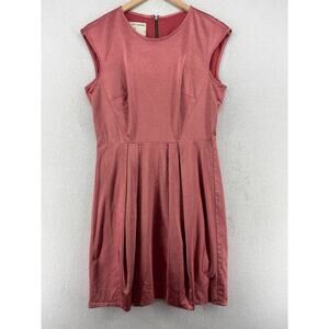 GARY GRAHAM Dress 8 100% Silk Satin Back Zip Garment Dyed Pleated Front Pink USA